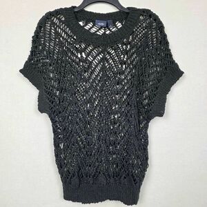 Daytrip Black Open Knit Short Sleeve Sweater Top S